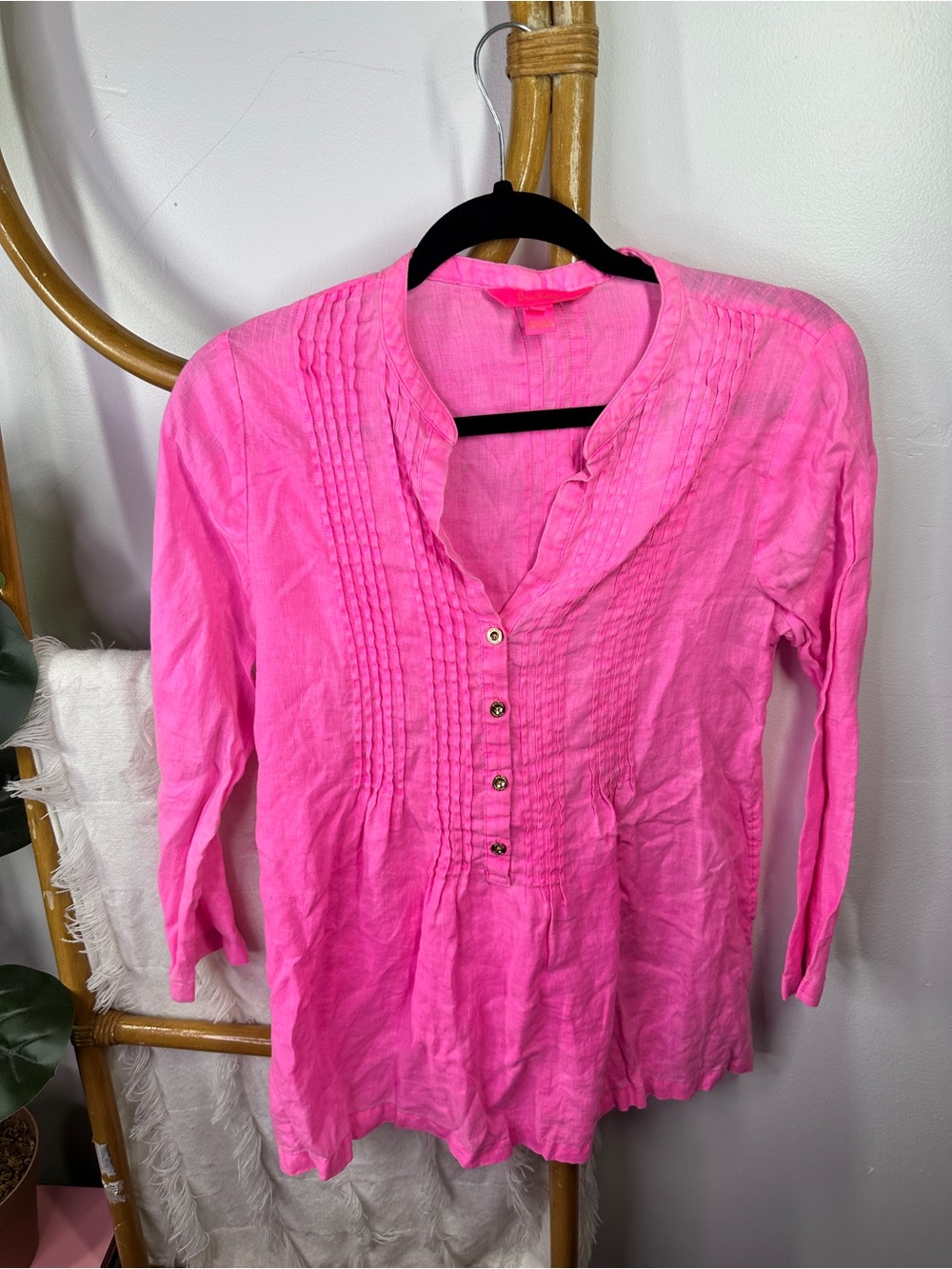 Lilly Pulitzer Pink Linen Top sz XS